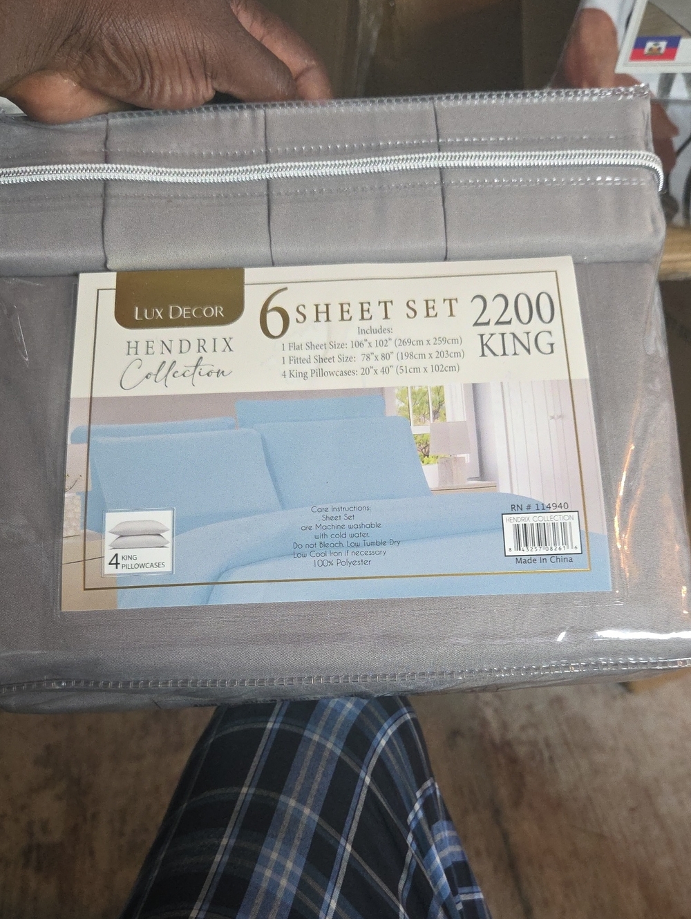 Lux Decor Hendrix Collection 6-Piece King Sheet Set - Gray